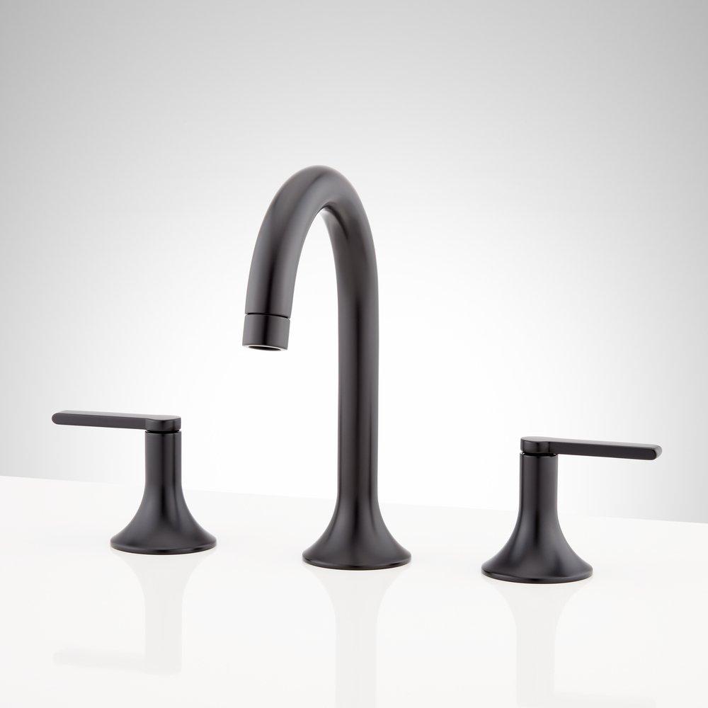 Signature Hardware Matte Black Two Handle Widespread Bathroom Sink Faucet 