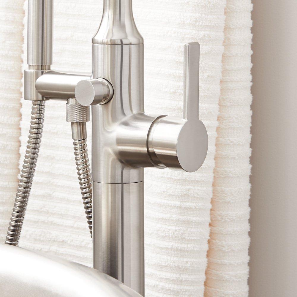 Signature Hardware Brushed Nickel Single Handle Lever Floor Mount Filler (Trim Only) 