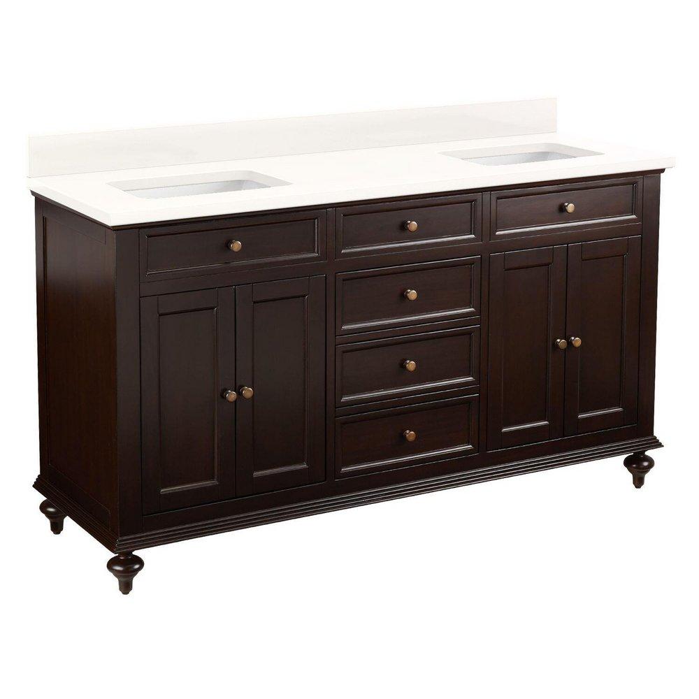 Signature Hardware Dark Espresso 60 in. Floor Mount Vanity 