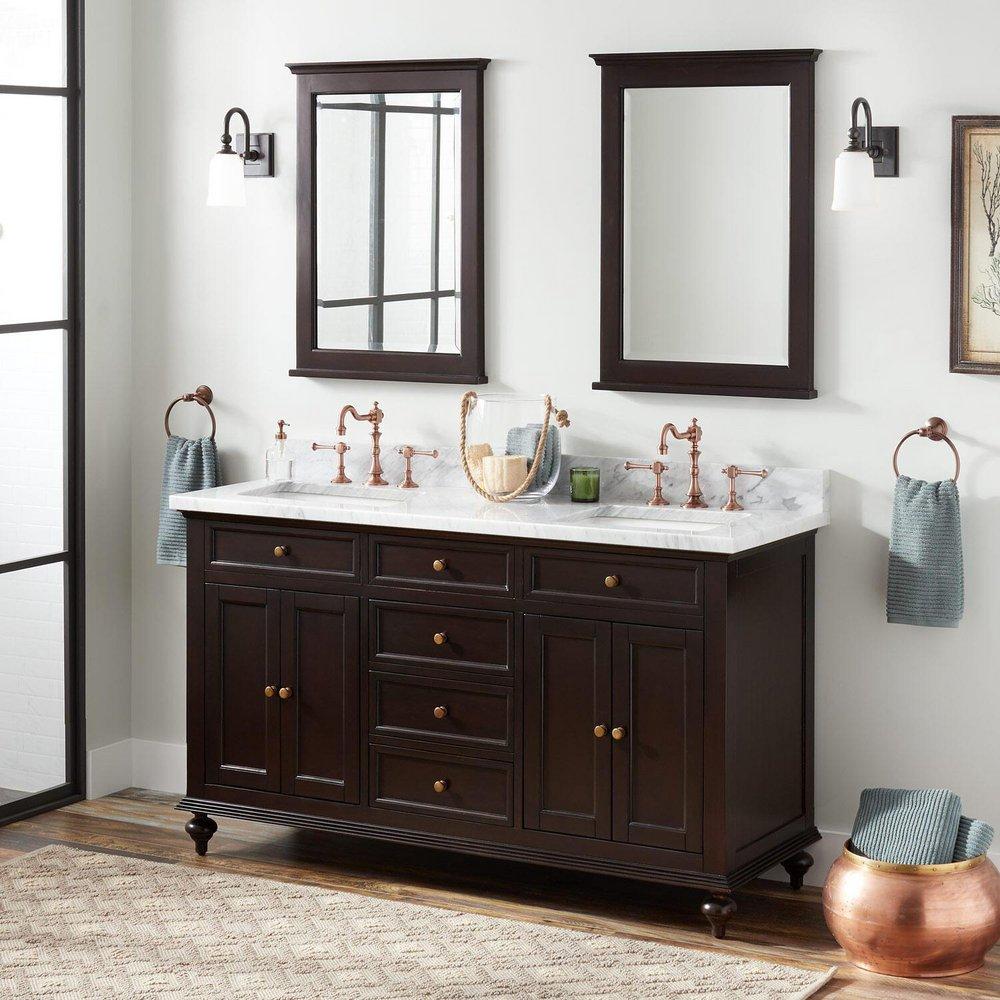 Signature Hardware Dark Espresso 60 in. Floor Mount Vanity 