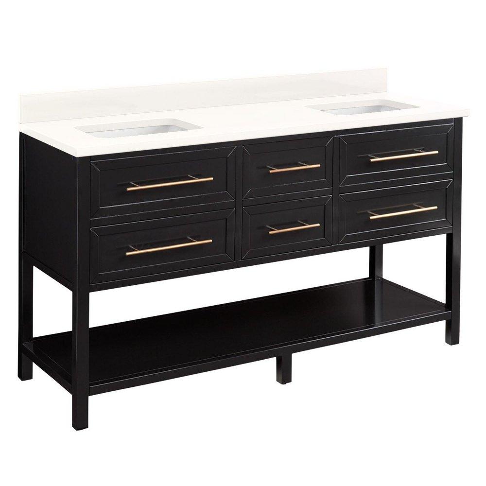 Signature Hardware Black 60 in. Floor Mount Vanity 