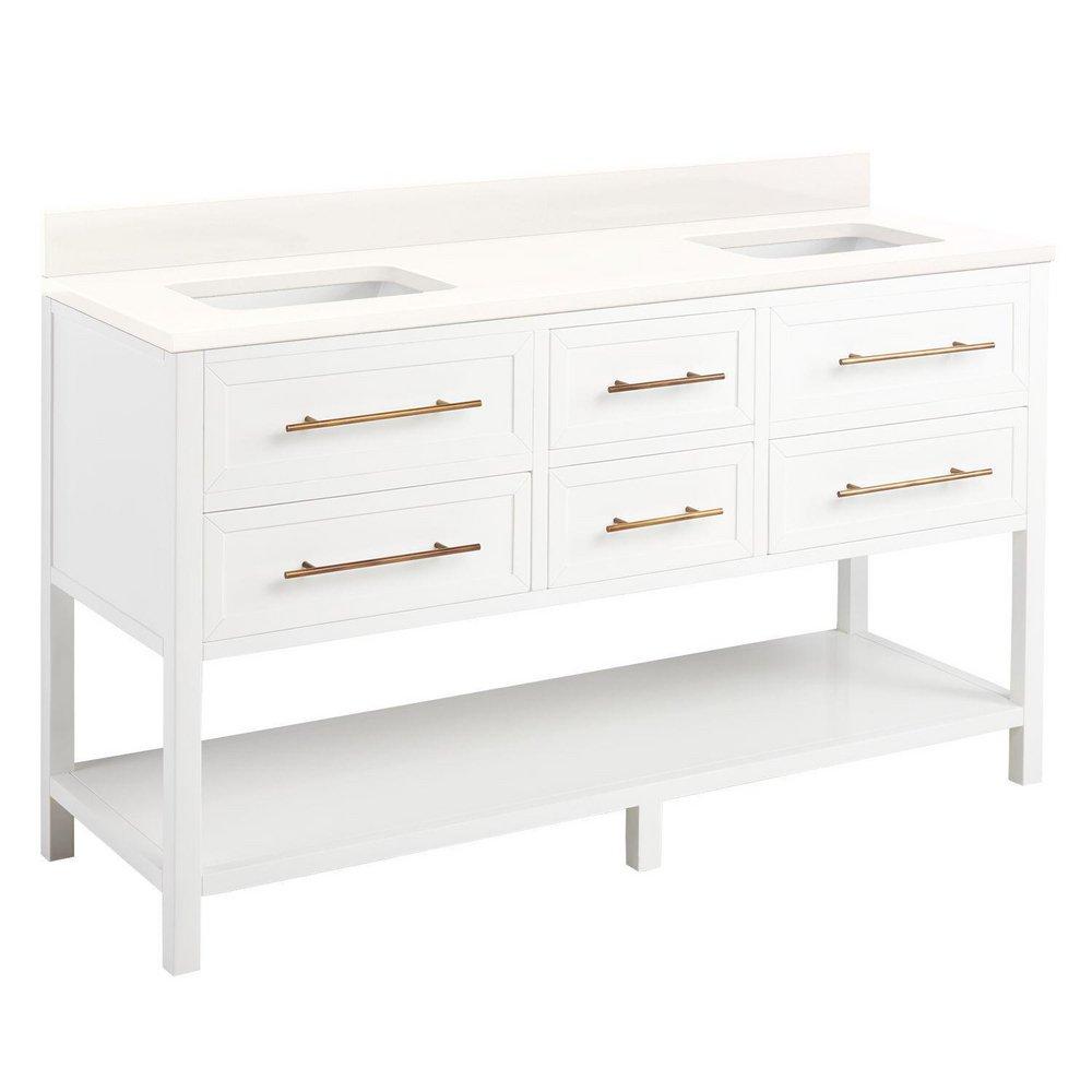Signature Hardware Bright White 60 in. Floor Mount Vanity 