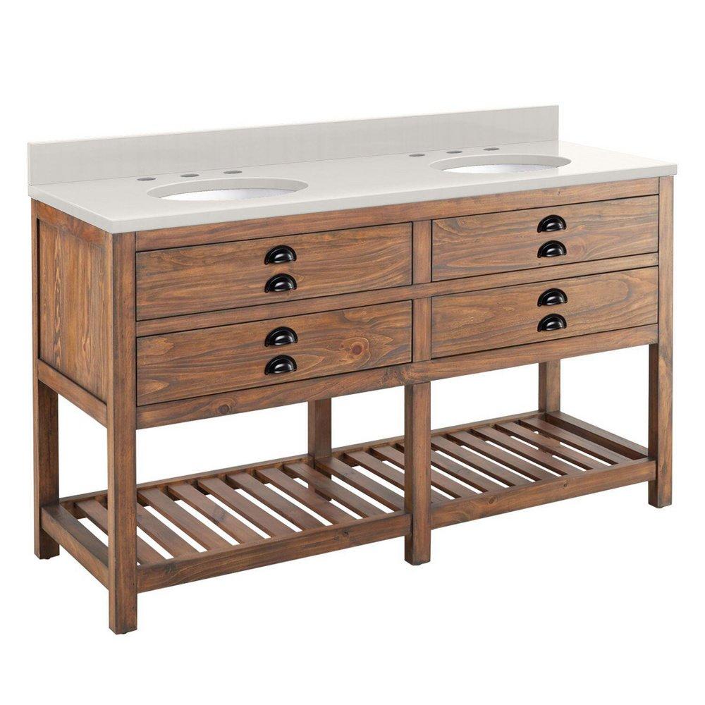 Signature Hardware Farmhouse Brown Floor Mount Vanity in Farmhouse Brown 