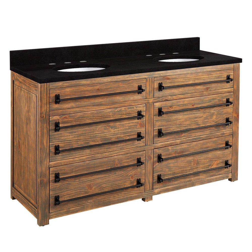 Signature Hardware Grey Wash 60 in. Floor Mount Vanity 