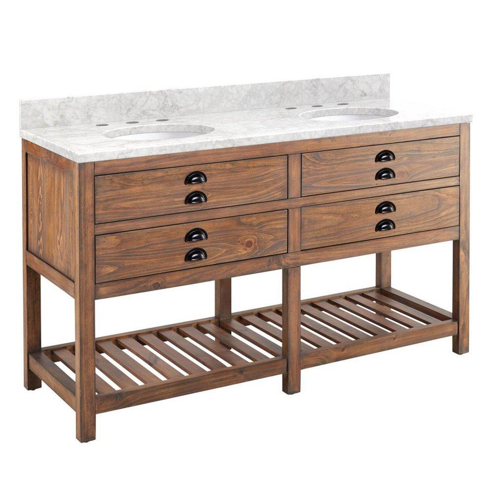 Signature Hardware Farmhouse Brown Floor Mount Vanity in Farmhouse Brown 