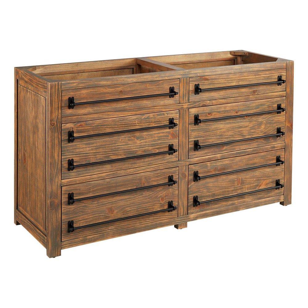 Signature Hardware Grey Wash 60 in. Floor Mount Vanity 