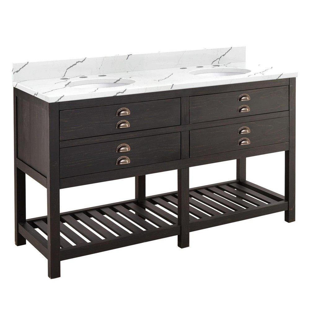 Signature Hardware Rustic Black Floor Mount Vanity in Rustic Black 