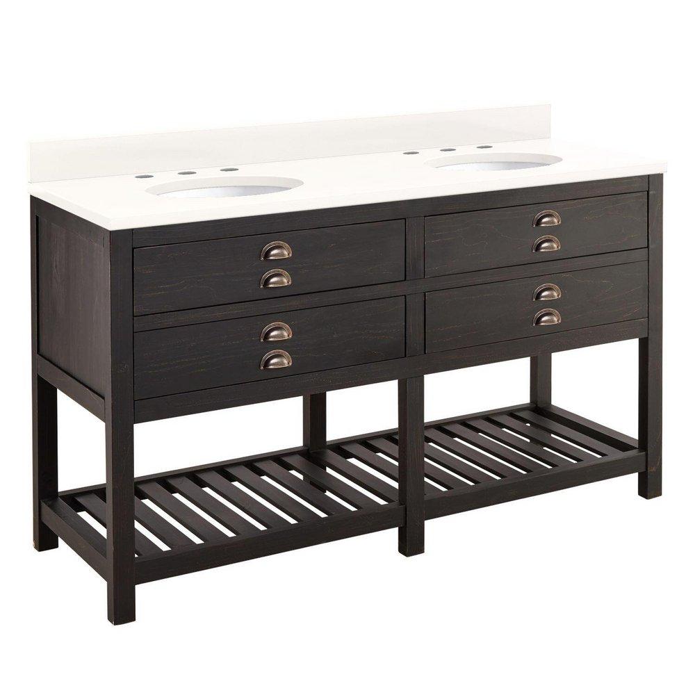 Signature Hardware Rustic Black Floor Mount Vanity in Rustic Black 