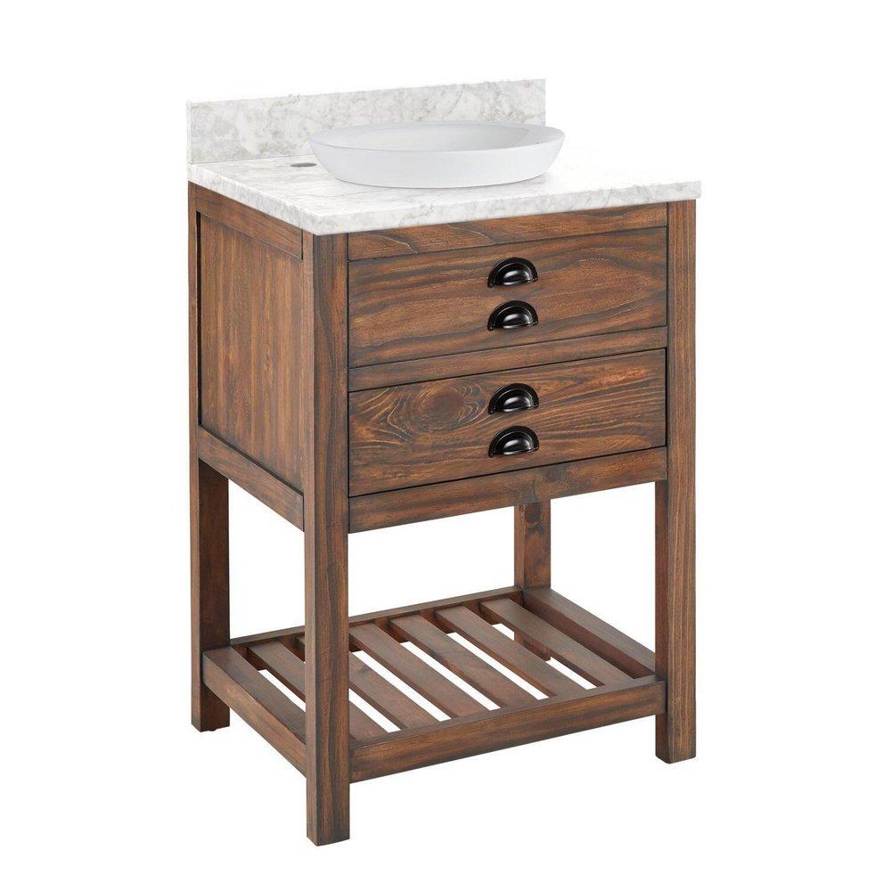 Signature Hardware Farmhouse Brown Floor Mount Vanity in Farmhouse Brown 