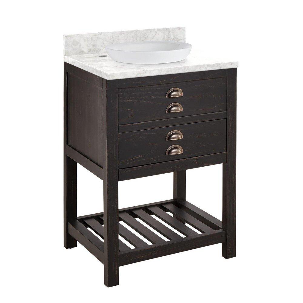 Signature Hardware Rustic Black Floor Mount Vanity in Rustic Black 