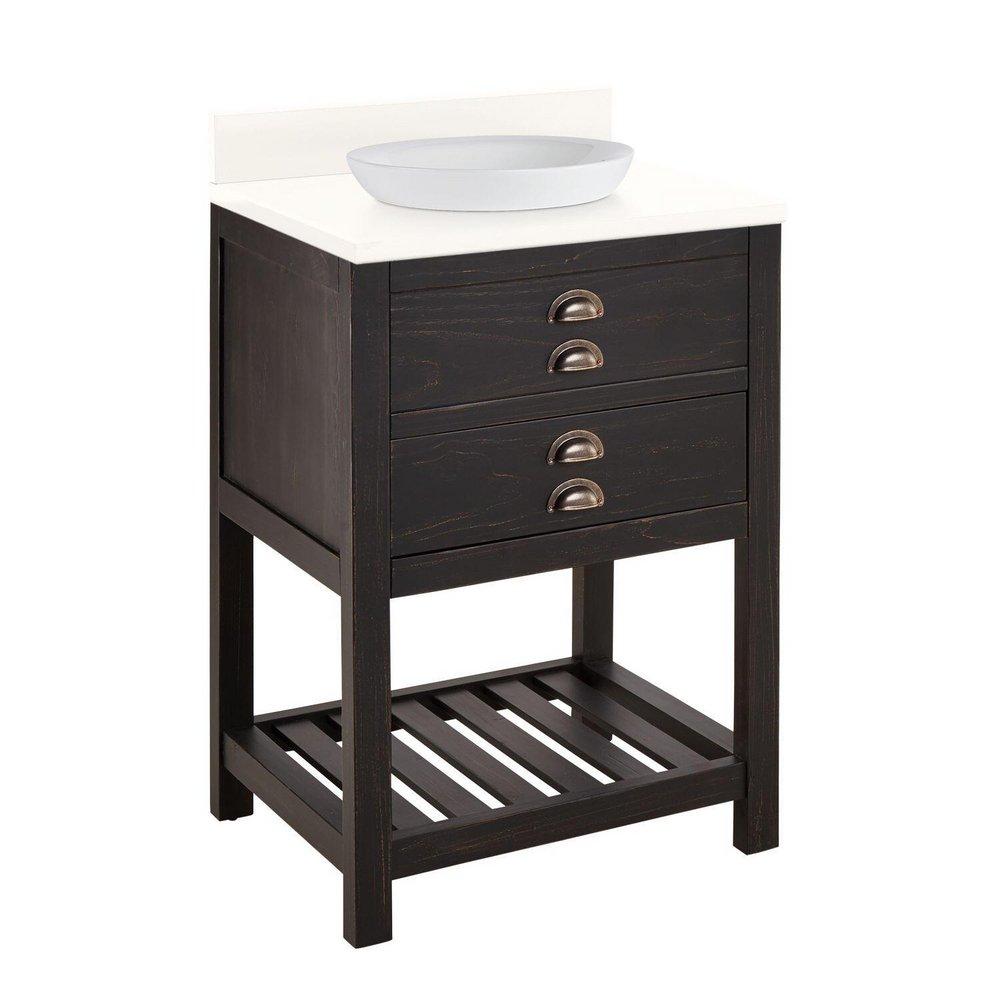 Signature Hardware Rustic Black Floor Mount Vanity in Rustic Black 