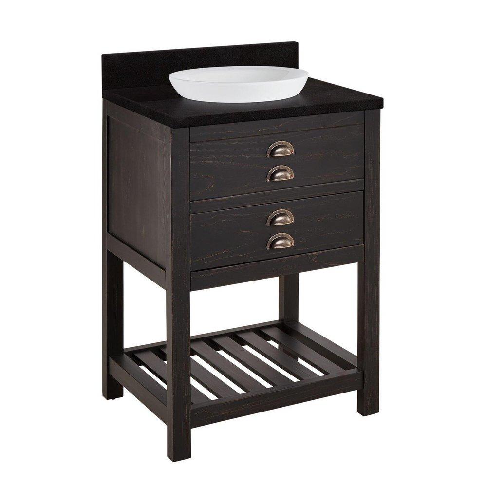 Signature Hardware Rustic Black 24 in. Floor Mount Vanity 