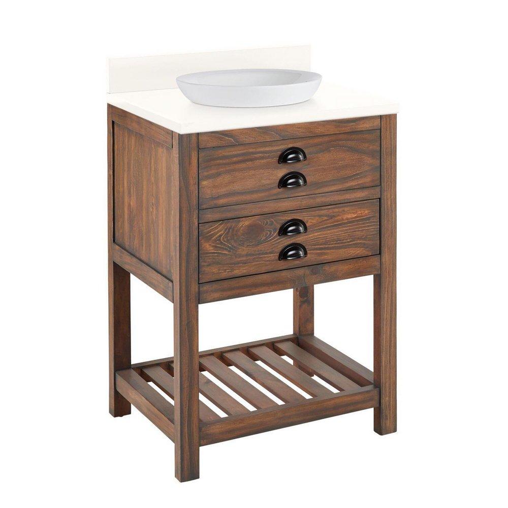 Signature Hardware Farmhouse Brown Floor Mount Vanity in Farmhouse Brown 