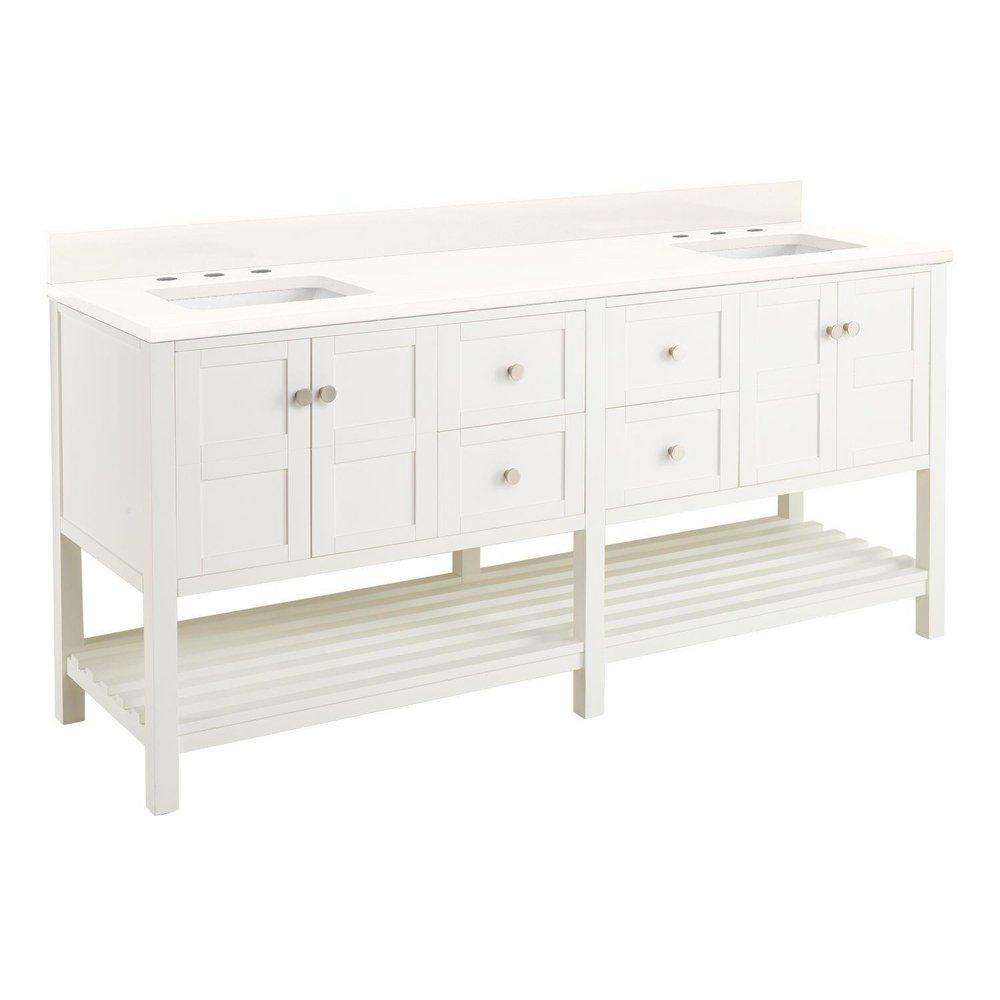 Signature Hardware Soft White 72 in. Floor Mount Vanity 