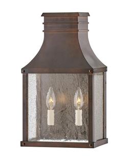 60W 2-Light 23 in. Outdoor Wall Sconce in Blackened Copper