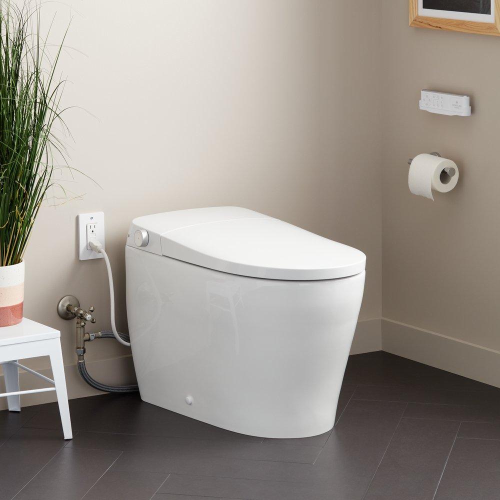 1.0 gpf Elongated 1 Piece Toilet with Bidet in White 