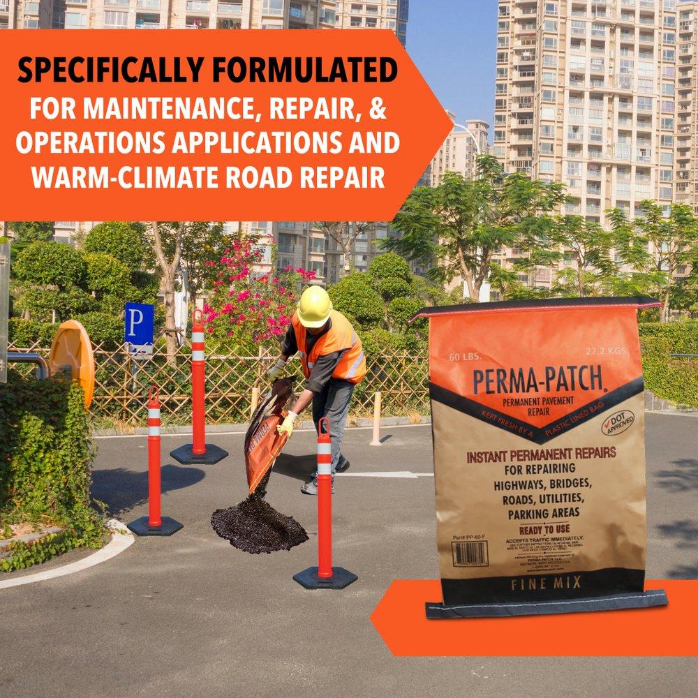 Perma-Patch Black Asphalt, Cement and Concrete Fine Mix Bag Container Pavement Repair Patch in Black 