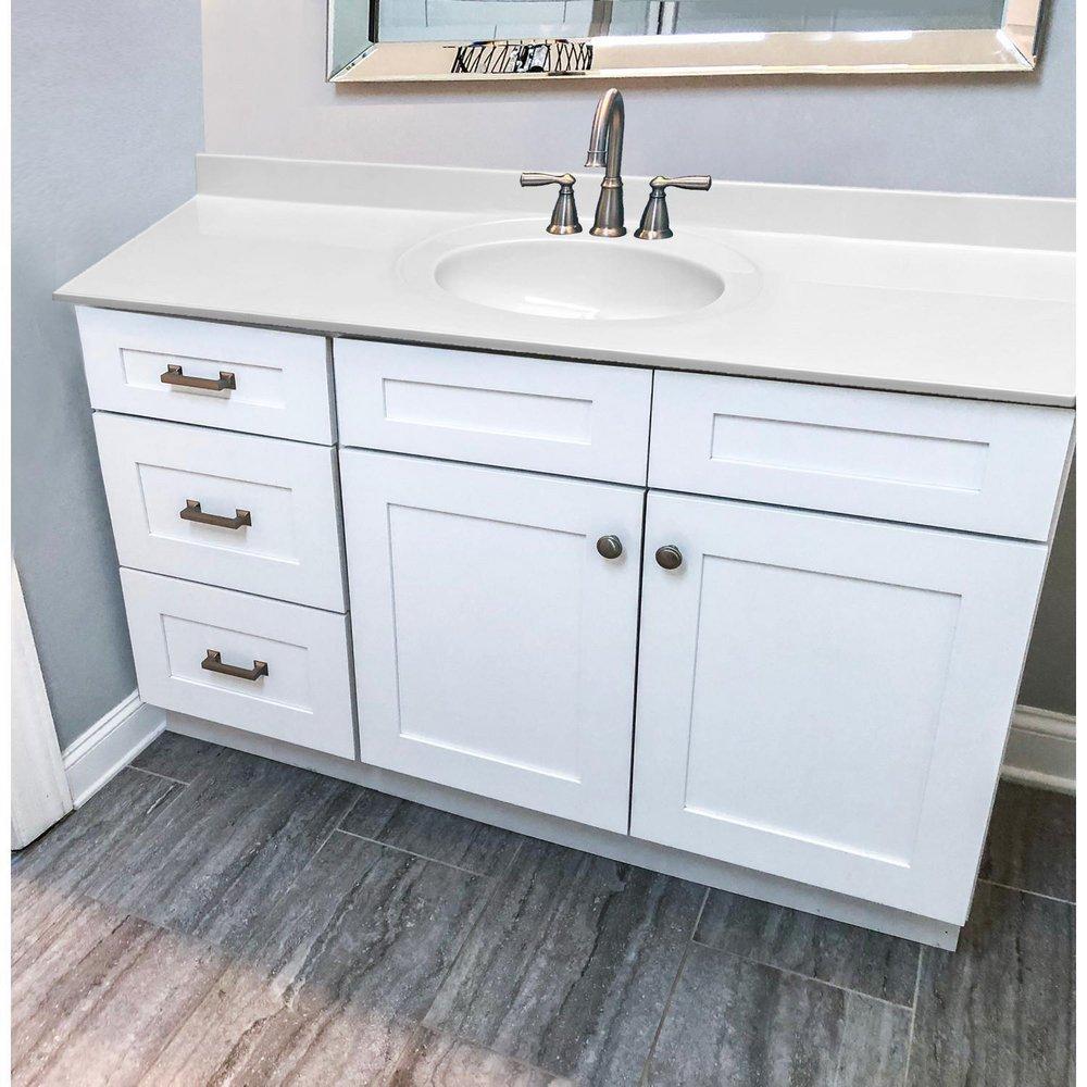 Design House Solid White 49 x 22 in. Single Bowl Stone Vanity Top 