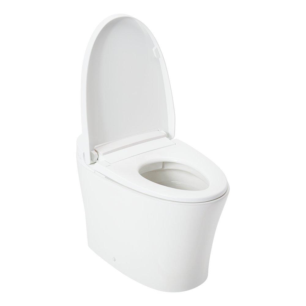 1.28 gpf Elongated One Piece Tankless Battery Operated Toilet in White 