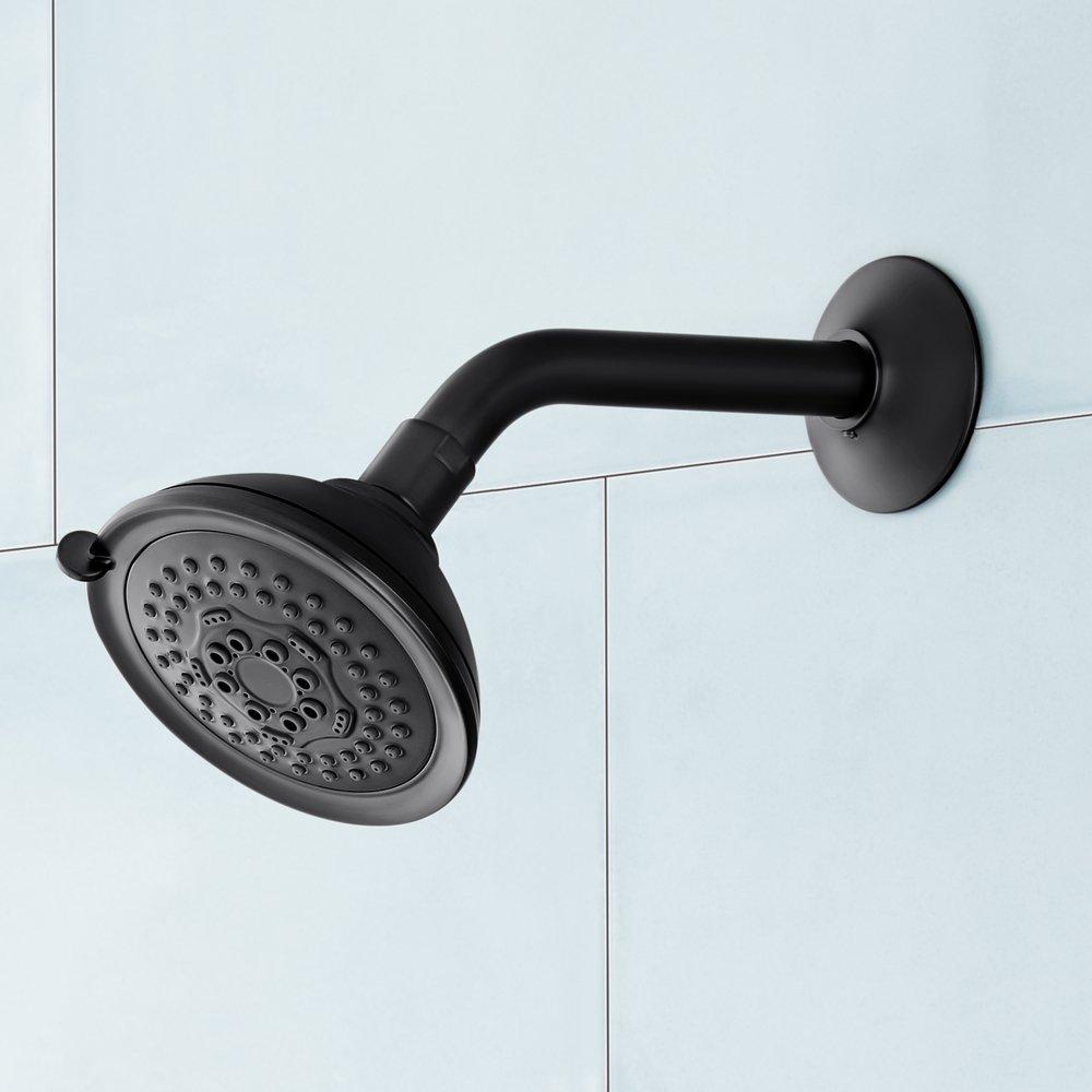 Signature Hardware Matte Black Shower Arm and Escutcheon Kit 