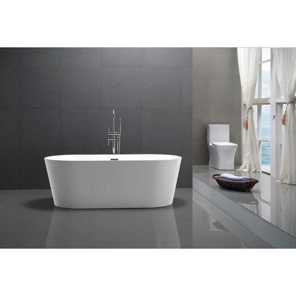 ANZZI&trade; Glossy White 67 x 32 in. Freestanding Bathtub Center Drain 