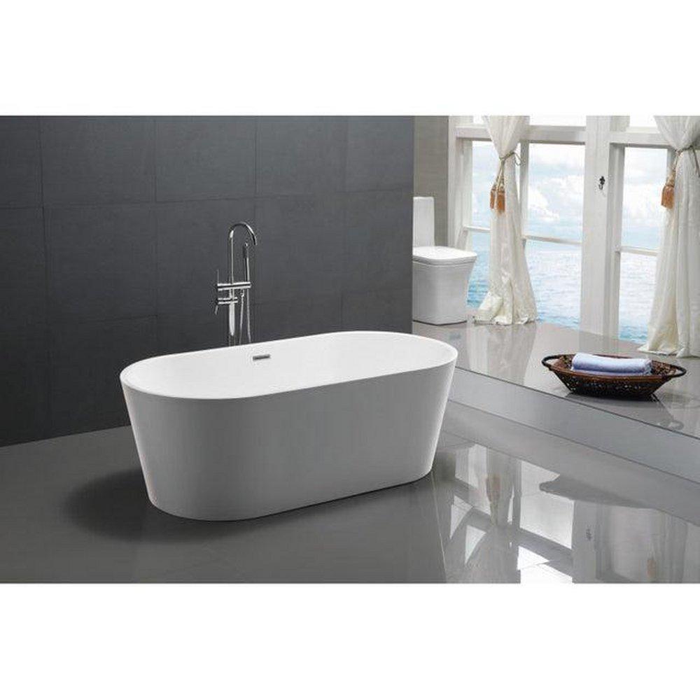 ANZZI&trade; Glossy White 67 x 32 in. Freestanding Bathtub Center Drain 