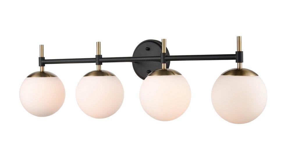 4-Light Vanity Fixture in Matte Black/Modern Gold 