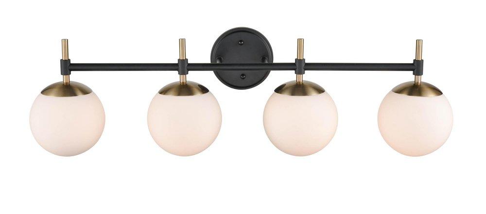 4-Light Vanity Fixture in Matte Black/Modern Gold 