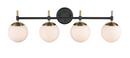 4-Light Vanity Fixture in Matte Black/Modern Gold 