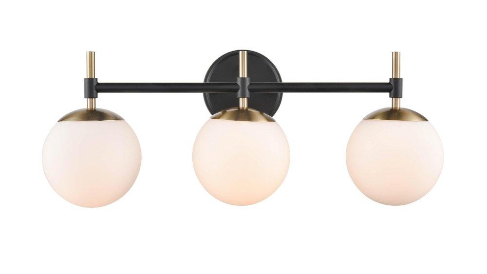 3-Light Vanity Fixture in Matte Black/Modern Gold 