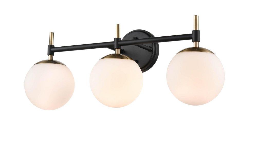 3-Light Vanity Fixture in Matte Black/Modern Gold 