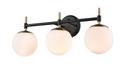3-Light Vanity Fixture in Matte Black/Modern Gold 
