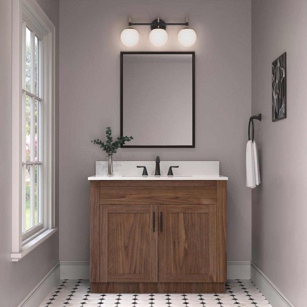 3-Light Vanity Fixture in Matte Black/Modern Gold 