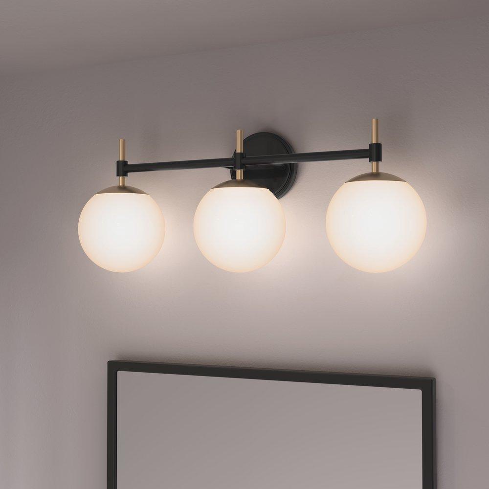 3-Light Vanity Fixture in Matte Black/Modern Gold 