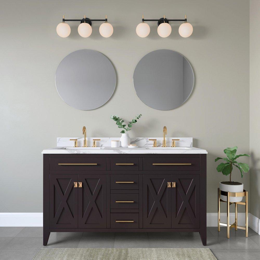 3-Light Vanity Fixture in Matte Black/Modern Gold 