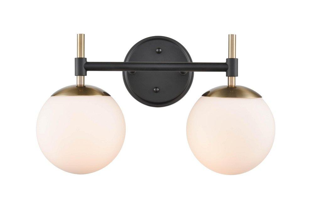 2-Light Vanity Fixture in Matte Black/Modern Gold 