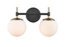 2-Light Vanity Fixture in Matte Black/Modern Gold 