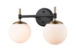 2-Light Vanity Fixture in Matte Black/Modern Gold