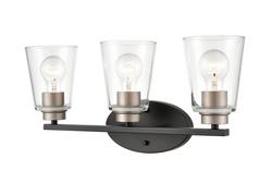 3-Light Vanity Fixture in Matte Black/Satin Nickel