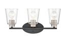 3-Light Vanity Fixture in Matte Black/Satin Nickel 