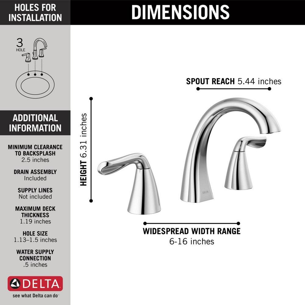 Two Handle Widespread Bathroom Sink Faucet in Chrome 