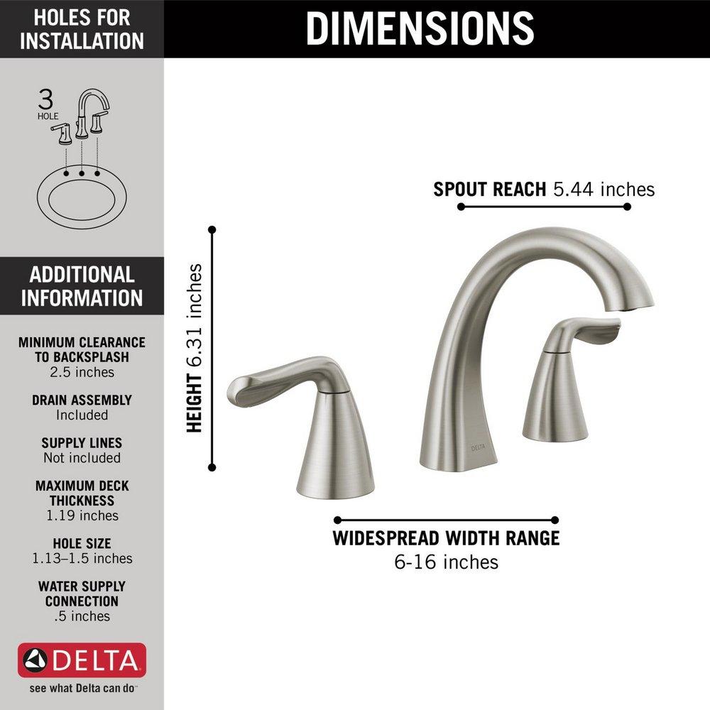 Two Handle Widespread Bathroom Sink Faucet in Chrome 