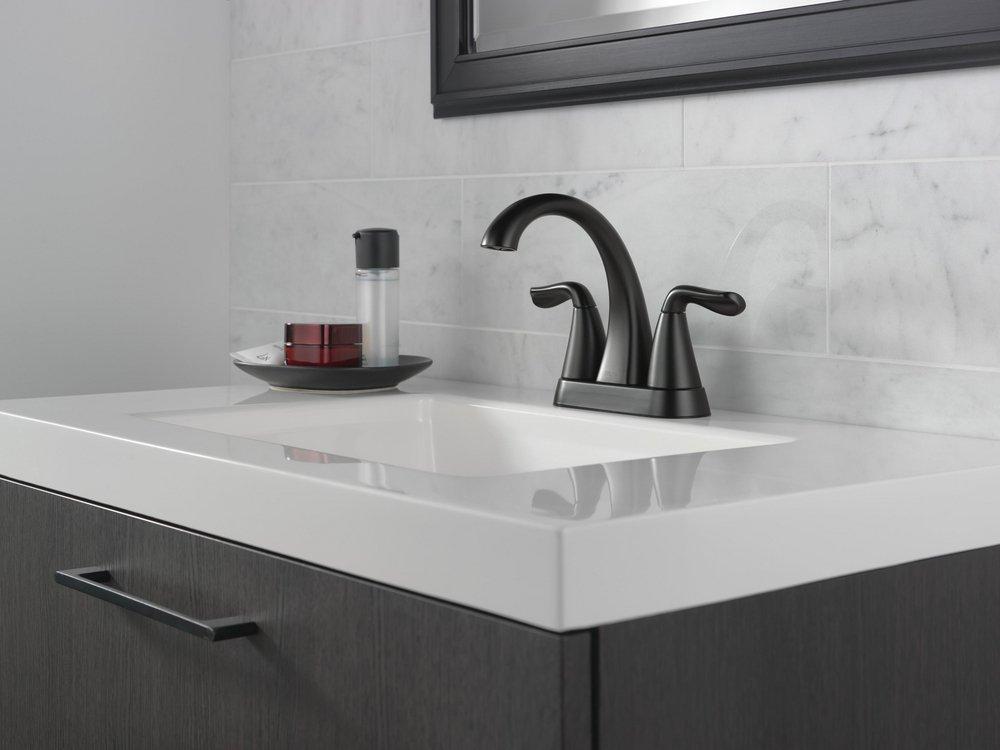 Two Handle Centerset Bathroom Sink Faucet in Matte Black 