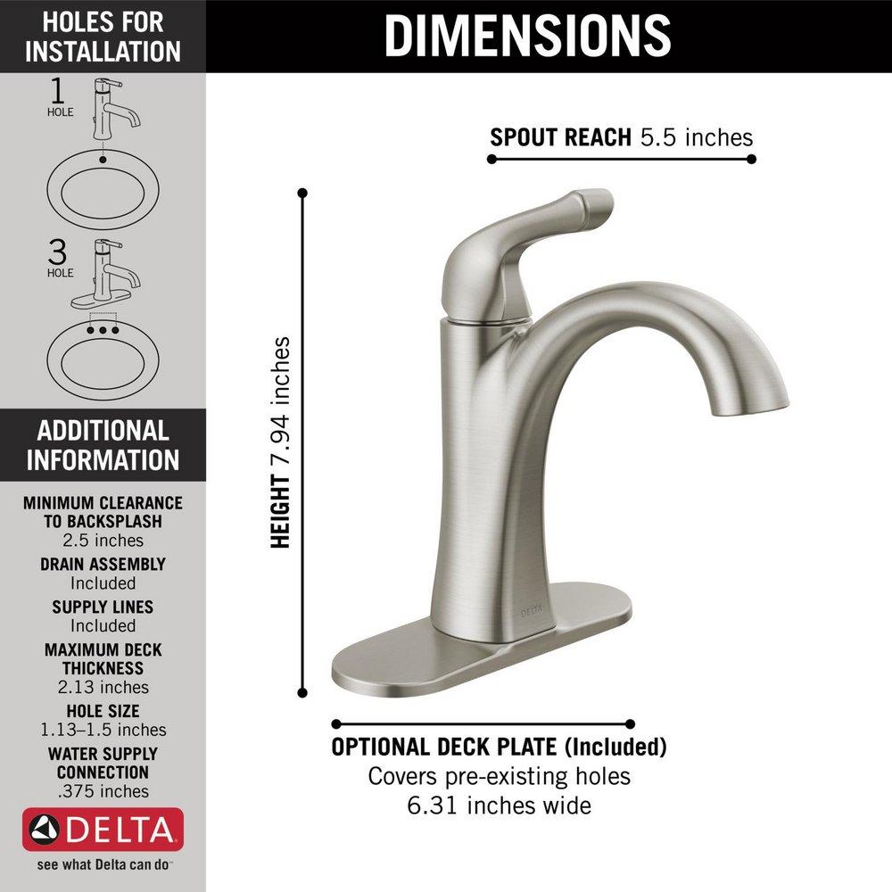 Single Handle Centerset Bathroom Sink Faucet in SpotShield Brushed Nickel 