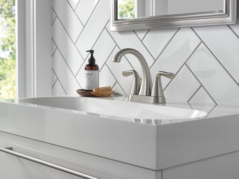 Two Handle Centerset Bathroom Sink Faucet in Brused Nickel 
