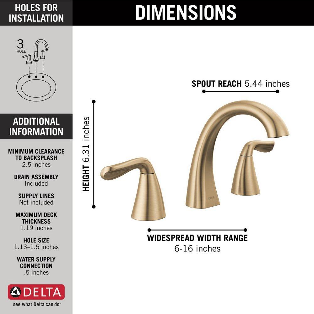 Two Handle Widespread Bathroom Sink Faucet in Champagne Bronze 