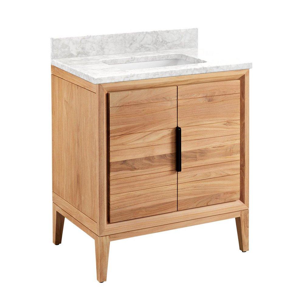 Signature Hardware Natural Teak 30 in. Floor Mount Vanity 