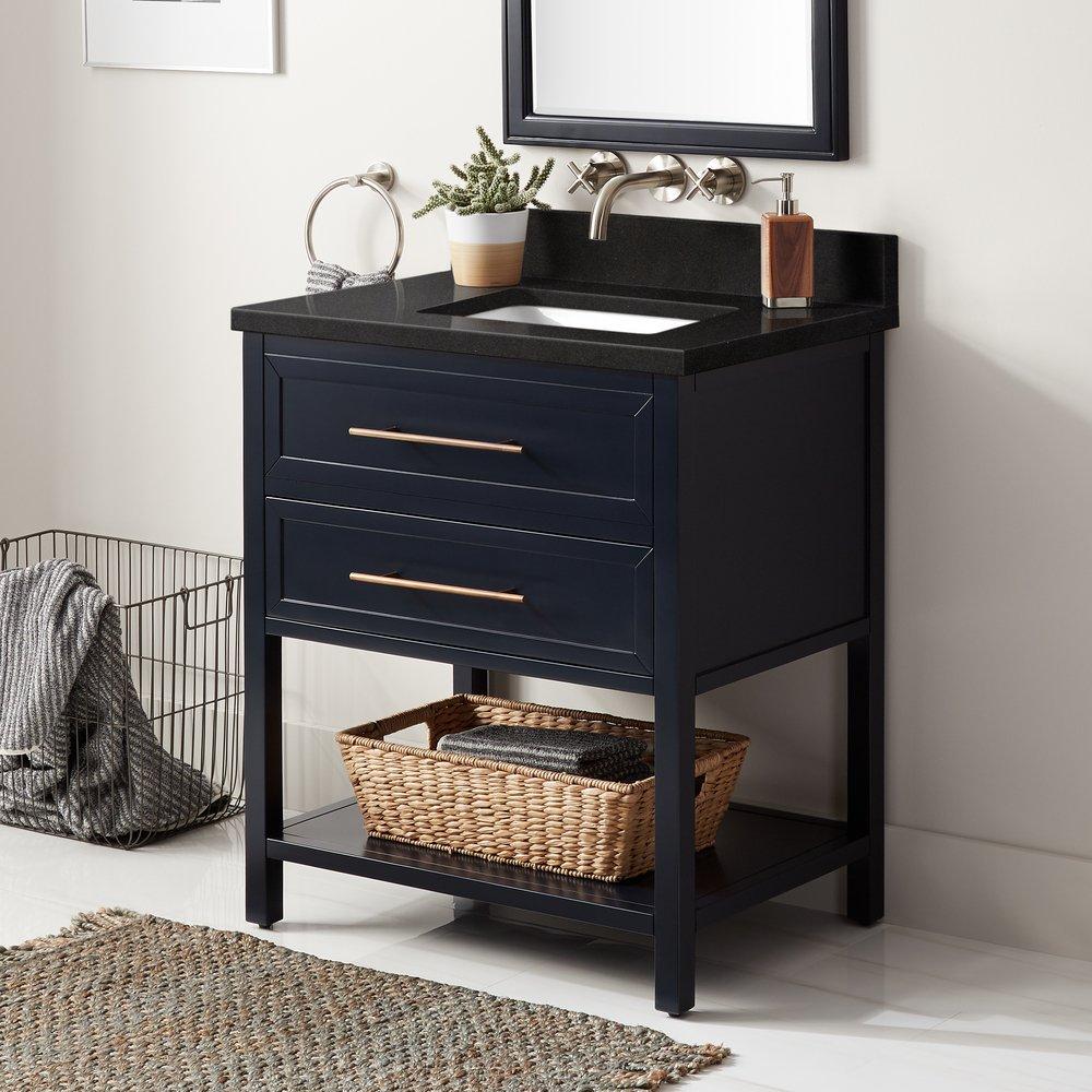 Signature Hardware Midnight Navy Blue 30 in. Floor Mount Vanity 