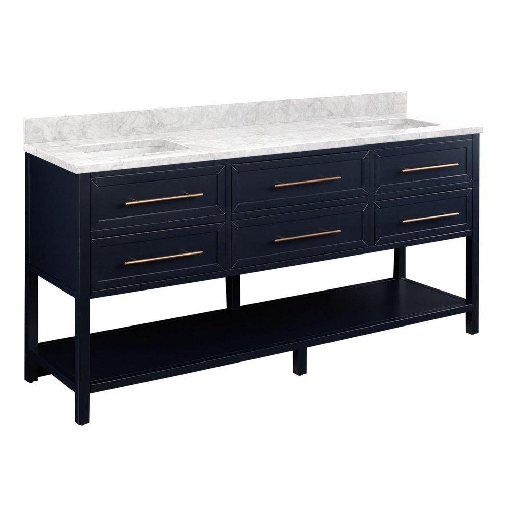 Signature Hardware Midnight Navy Blue 72 in. Floor Mount Vanity 