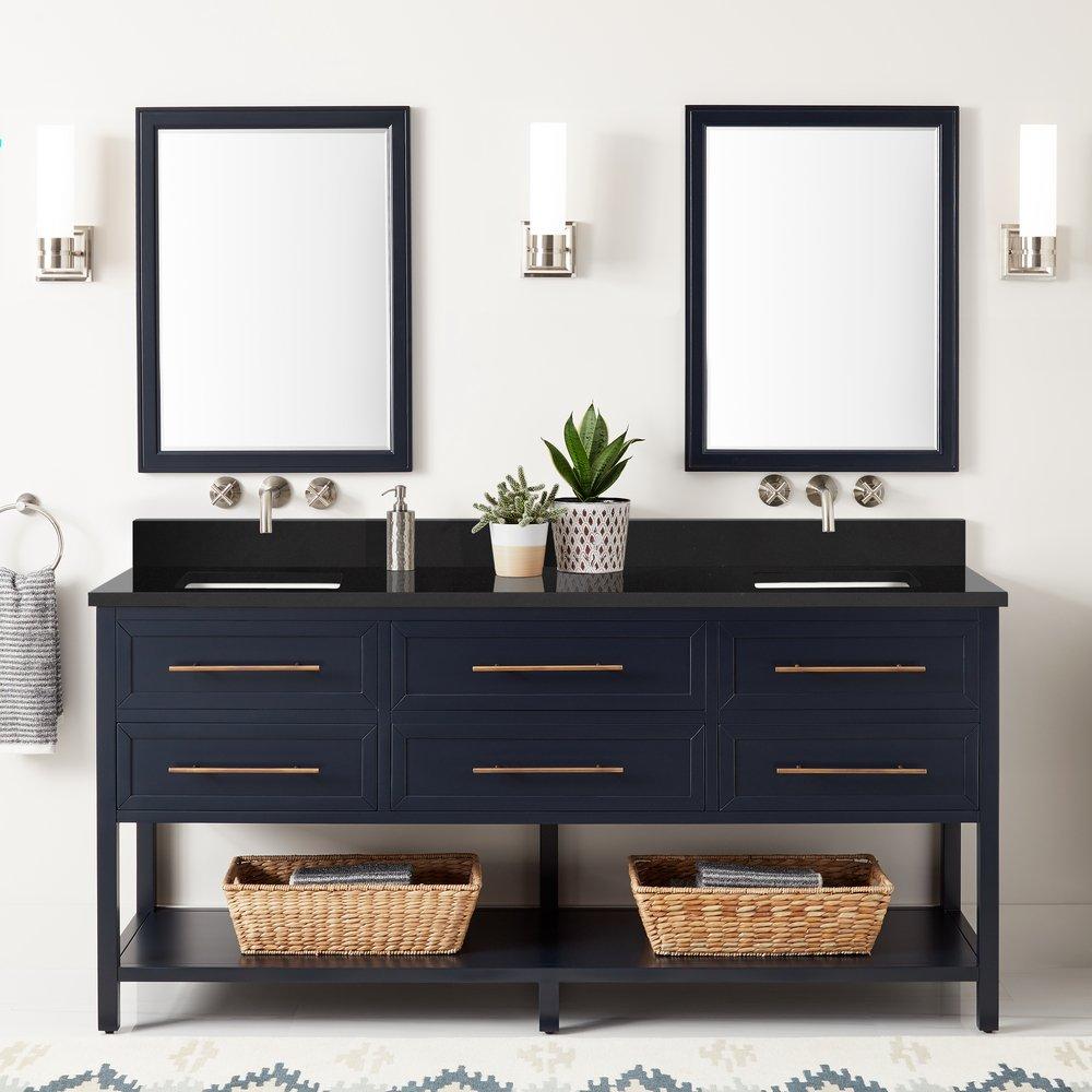 Signature Hardware Midnight Navy Blue 72 in. Floor Mount Vanity 